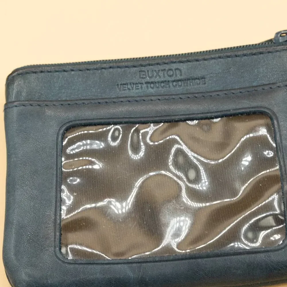 Buxton Vintage Black Leather Coin Purse with RFID